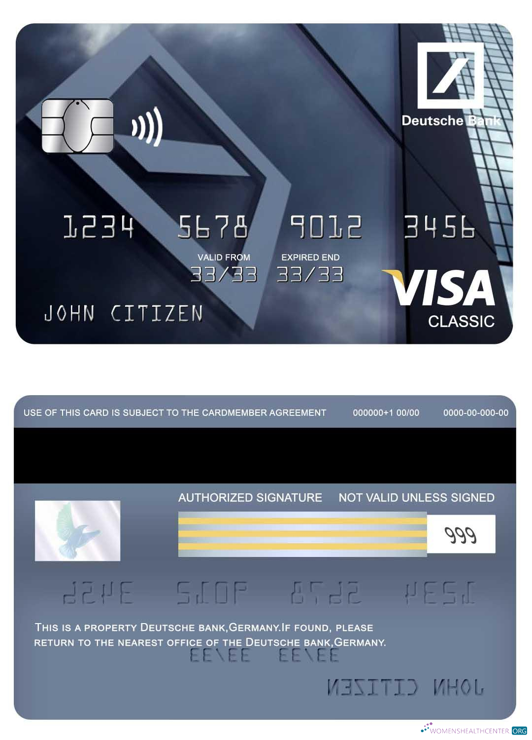 Download Germany Deutsche bank visa classic card Photoshop template